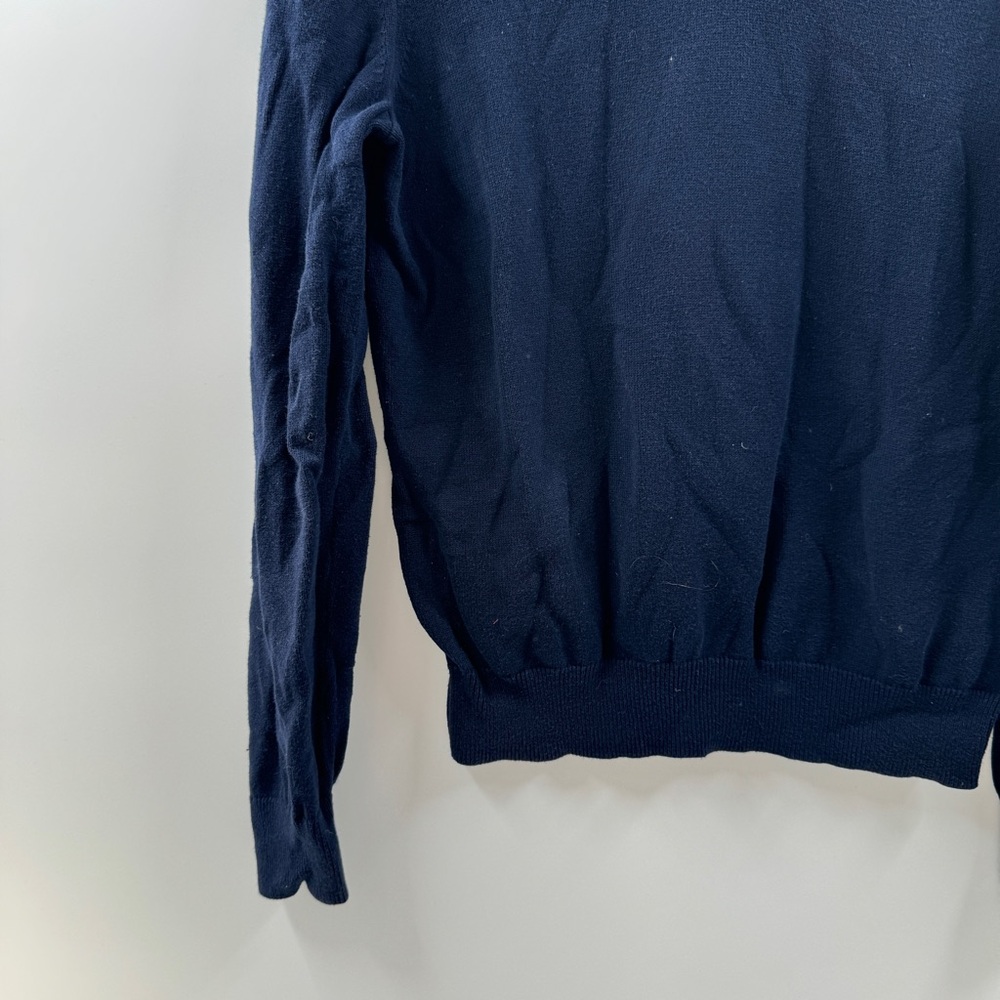 Express Men’s Navy Blue V-Neck Sweater Size Medium 100% Cotton - Picture 3 of 6
